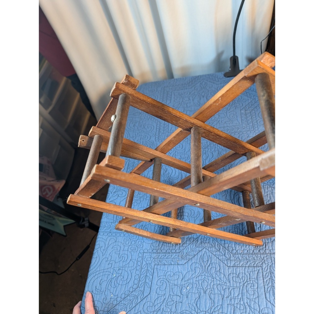 Wooden Accordion Wine Rack Collapsible 10 Bottle Holder Mid Century Vintage - Picture 4 of 12